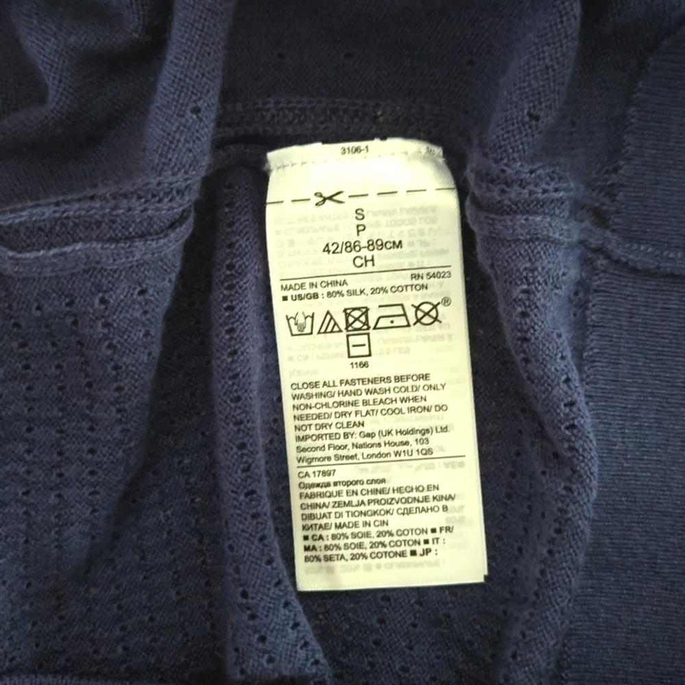 Banana Republic Small Navy Blue Silk Cotton Blend Button Up Cardigan - Picture 12 of 12